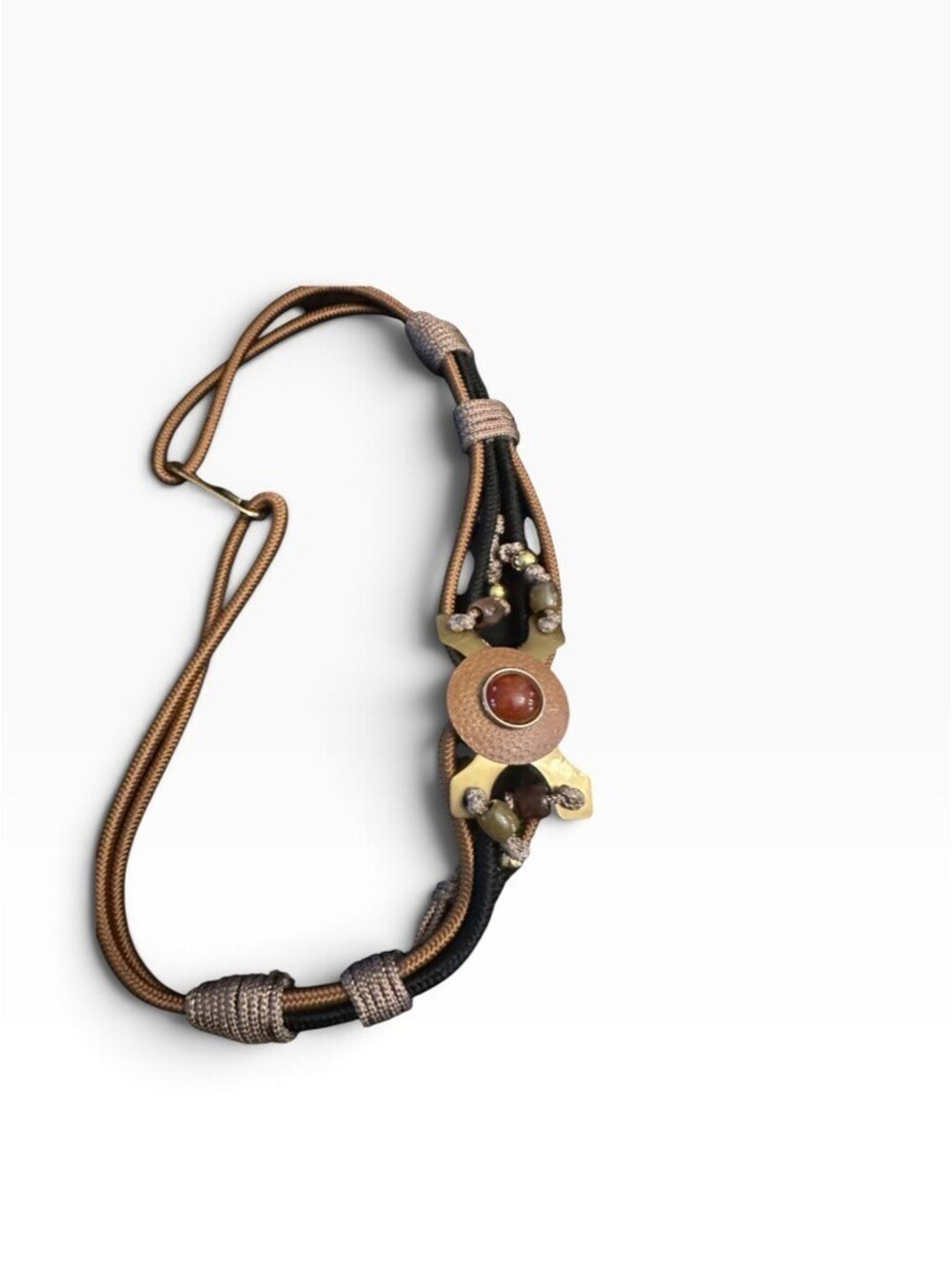 Vintage Brown Cord & Stone Statement Belt